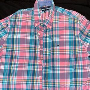 Crown & Ivy Pink and Blue Casual Button Down Shirt